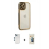 MARSİLYAN™- iPhone 12 Pro Kılıf Çekirdek Klasik Serisi - Siyah 6D Mat Seramik Hayalet Nano Ekran Koruyucu + Shine Kamera Lens - MI