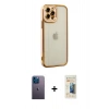 MARSİLYAN™- iPhone 12 Pro Kılıf Çekirdek Klasik Serisi - Siyah 6D Mat Seramik Hayalet Nano Ekran Koruyucu + Neon Fosforlu Kamera Lens - MI
