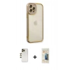 MARSİLYAN™- iPhone 12 Pro Kılıf Çekirdek Klasik Serisi - Siyah 6D Mat Seramik Hayalet Nano Ekran Koruyucu + Shine Kamera Lens - GD