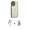 MARSİLYAN™- iPhone 12 Pro Kılıf Çekirdek Klasik Serisi - Siyah 6D Mat Seramik Hayalet Nano Ekran Koruyucu + Shine Kamera Lens - GD