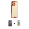 MARSİLYAN™- iPhone 12 Pro Kılıf Çekirdek Klasik Serisi - Siyah Polymer Nano Ekran Koruyucu + Neon Fosforlu Kamera Lens - BZ