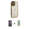MARSİLYAN™- iPhone 12 Pro Kılıf Çekirdek Klasik Serisi - Siyah Polymer Nano Ekran Koruyucu + Neon Fosforlu Kamera Lens - BZ