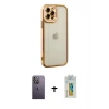 MARSİLYAN™- iPhone 12 Pro Kılıf Çekirdek Klasik Serisi - Siyah Polymer Nano Ekran Koruyucu + Neon Fosforlu Kamera Lens - BZ