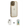MARSİLYAN™- iPhone 12 Pro Kılıf Çekirdek Klasik Serisi - Siyah Polymer Nano Ekran Koruyucu + Shine Kamera Lens - GD