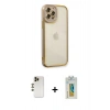 MARSİLYAN™- iPhone 12 Pro Kılıf Çekirdek Klasik Serisi - Siyah Polymer Nano Ekran Koruyucu + Shine Kamera Lens - GD