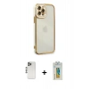 MARSİLYAN™- iPhone 12 Pro Kılıf Çekirdek Klasik Serisi - Siyah Polymer Nano Ekran Koruyucu + Shine Kamera Lens - GS