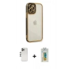 MARSİLYAN™- iPhone 12 Pro Kılıf Çekirdek Klasik Serisi - Siyah Polymer Nano Ekran Koruyucu + Shine Kamera Lens - GS