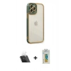 MARSİLYAN™- iPhone 12 Pro Kılıf Çekirdek Klasik Serisi - Siyah Polymer Nano Ekran Koruyucu + Kamera Lens Koruma Cam - SF