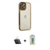 MARSİLYAN™- iPhone 12 Pro Kılıf Çekirdek Klasik Serisi - Siyah Polymer Nano Ekran Koruyucu + Kamera Lens Koruma Cam - SF
