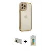 MARSİLYAN™- iPhone 12 Pro Kılıf Çekirdek Klasik Serisi - Siyah Polymer Nano Ekran Koruyucu + Rainbow Kamera Lens Koruma Cam - GD