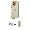 MARSİLYAN™- iPhone 12 Pro Kılıf Çekirdek Klasik Serisi - Siyah Polymer Nano Ekran Koruyucu + Rainbow Kamera Lens Koruma Cam - GD