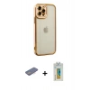 MARSİLYAN™- iPhone 12 Pro Kılıf Çekirdek Klasik Serisi - Siyah Polymer Nano Ekran Koruyucu + Renkli Kamera Lens Koruma Cam - PE