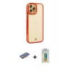 MARSİLYAN™- iPhone 12 Pro Kılıf Çekirdek Klasik Serisi - Siyah Polymer Nano Ekran Koruyucu + Renkli Kamera Lens Koruma Cam - TU