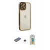 MARSİLYAN™- iPhone 12 Pro Kılıf Çekirdek Klasik Serisi - Siyah Polymer Nano Ekran Koruyucu + Renkli Kamera Lens Koruma Cam - SI