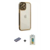 MARSİLYAN™- iPhone 12 Pro Kılıf Çekirdek Klasik Serisi - Siyah Polymer Nano Ekran Koruyucu + Renkli Kamera Lens Koruma Cam - PE