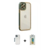 MARSİLYAN™- iPhone 12 Pro Kılıf Çekirdek Klasik Serisi - Siyah Polymer Nano Ekran Koruyucu + Shine Kamera Lens - MI
