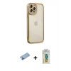 MARSİLYAN™- iPhone 12 Pro Kılıf Çekirdek Klasik Serisi - Siyah Polymer Nano Ekran Koruyucu + Shine Kamera Lens Koruma Cam - MI