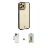 MARSİLYAN™- iPhone 12 Pro Kılıf Çekirdek Klasik Serisi - Siyah Polymer Nano Ekran Koruyucu + Shine Kamera Lens - MI