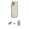 MARSİLYAN™- iPhone 12 Pro Kılıf Çekirdek Klasik Serisi - Siyah Polymer Nano Ekran Koruyucu + Shine Kamera Lens Koruma Cam - GS