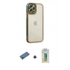 MARSİLYAN™- iPhone 12 Pro Kılıf Çekirdek Klasik Serisi - Siyah Polymer Nano Ekran Koruyucu + Shine Kamera Lens Koruma Cam - GD