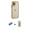 MARSİLYAN™- iPhone 12 Pro Kılıf Çekirdek Klasik Serisi - Siyah Polymer Nano Ekran Koruyucu + Shine Kamera Lens Koruma Cam - GD