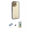 MARSİLYAN™- iPhone 12 Pro Kılıf Çekirdek Klasik Serisi - Siyah Polymer Nano Ekran Koruyucu + Shine Kamera Lens Koruma Cam - MI