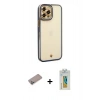 MARSİLYAN™- iPhone 12 Pro Kılıf Çekirdek Klasik Serisi - Siyah Polymer Nano Ekran Koruyucu + Shine Kamera Lens Koruma Cam - SABE