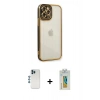 MARSİLYAN™- iPhone 12 Pro Kılıf Çekirdek Klasik Serisi - Siyah Polymer Nano Ekran Koruyucu + Shine Kamera Lens - MI