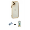 MARSİLYAN™- iPhone 12 Pro Kılıf Çekirdek Klasik Serisi - Siyah Polymer Nano Ekran Koruyucu + Shine Kamera Lens Koruma Cam - MI