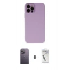 MARSİLYAN™- iPhone 12 Pro Kılıf Çekirdek Modern Serisi - Şeffaf Uv Polymer Nano Ekran Koruyucu + Beyaz Neon Fosforlu Kamera Lens
