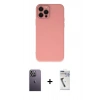 MARSİLYAN™- iPhone 12 Pro Kılıf Çekirdek Modern Serisi - Şeffaf Uv Polymer Nano Ekran Koruyucu + Beyaz Neon Fosforlu Kamera Lens