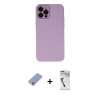 MARSİLYAN™- iPhone 12 Pro Kılıf Çekirdek Modern Serisi - Şeffaf Uv Polymer Nano Ekran Koruyucu + Metal Kamera Lens Koruma Cam - KUYL