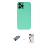 MARSİLYAN™- iPhone 12 Pro Kılıf Çekirdek Modern Serisi - Şeffaf Uv Polymer Nano Ekran Koruyucu + Metal Kamera Lens Koruma Cam - KI