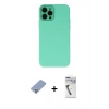 MARSİLYAN™- iPhone 12 Pro Kılıf Çekirdek Modern Serisi - Şeffaf Uv Polymer Nano Ekran Koruyucu + Metal Kamera Lens Koruma Cam - KUYL