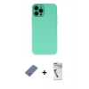 MARSİLYAN™- iPhone 12 Pro Kılıf Çekirdek Modern Serisi - Şeffaf Uv Polymer Nano Ekran Koruyucu + Metal Kamera Lens Koruma Cam - AKYL