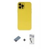 MARSİLYAN™- iPhone 12 Pro Kılıf Çekirdek Modern Serisi - Şeffaf Uv Polymer Nano Ekran Koruyucu + Metal Kamera Lens Koruma Cam - KI