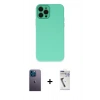 MARSİLYAN™- iPhone 12 Pro Kılıf Çekirdek Modern Serisi - Şeffaf Uv Polymer Nano Ekran Koruyucu + Neon Fosforlu Kamera Lens - MI
