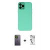 MARSİLYAN™- iPhone 12 Pro Kılıf Çekirdek Modern Serisi - Şeffaf Uv Polymer Nano Ekran Koruyucu + Neon Fosforlu Kamera Lens - YL