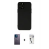 MARSİLYAN™- iPhone 12 Pro Kılıf Çekirdek Modern Serisi - Şeffaf Uv Polymer Nano Ekran Koruyucu + Neon Fosforlu Kamera Lens - MI