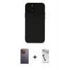 MARSİLYAN™- iPhone 12 Pro Kılıf Çekirdek Modern Serisi - Şeffaf Uv Polymer Nano Ekran Koruyucu + Neon Fosforlu Kamera Lens - SI