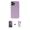 MARSİLYAN™- iPhone 12 Pro Kılıf Çekirdek Modern Serisi - Şeffaf Uv Polymer Nano Ekran Koruyucu + Neon Fosforlu Kamera Lens - YL