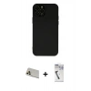 MARSİLYAN™- iPhone 12 Pro Kılıf Çekirdek Modern Serisi - Şeffaf Uv Polymer Nano Ekran Koruyucu + Rainbow Kamera Lens Koruma Cam - GD