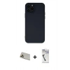 MARSİLYAN™- iPhone 12 Pro Kılıf Çekirdek Modern Serisi - Şeffaf Uv Polymer Nano Ekran Koruyucu + Rainbow Kamera Lens Koruma Cam - GD