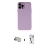 MARSİLYAN™- iPhone 12 Pro Kılıf Çekirdek Modern Serisi - Şeffaf Uv Polymer Nano Ekran Koruyucu + Rainbow Kamera Lens Koruma Cam - GD