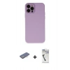 MARSİLYAN™- iPhone 12 Pro Kılıf Çekirdek Modern Serisi - Şeffaf Uv Polymer Nano Ekran Koruyucu + Renkli Kamera Lens Koruma Cam - MI