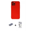 MARSİLYAN™- iPhone 12 Pro Kılıf Çekirdek Modern Serisi - Şeffaf Uv Polymer Nano Ekran Koruyucu + Renkli Kamera Lens Koruma Cam - MI