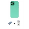 MARSİLYAN™- iPhone 12 Pro Kılıf Çekirdek Modern Serisi - Şeffaf Uv Polymer Nano Ekran Koruyucu + Shine Kamera Lens Koruma Cam - PE