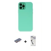 MARSİLYAN™- iPhone 12 Pro Kılıf Çekirdek Modern Serisi - Şeffaf Uv Polymer Nano Ekran Koruyucu + Renkli Kamera Lens Koruma Cam - TU