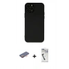 MARSİLYAN™- iPhone 12 Pro Kılıf Çekirdek Modern Serisi - Şeffaf Uv Polymer Nano Ekran Koruyucu + Renkli Kamera Lens Koruma Cam - TU