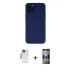 MARSİLYAN™- iPhone 12 Pro Kılıf Çekirdek Modern Serisi - Siyah 34D Hayalet Izgaralı Cam + Shine Kamera Lens - GD